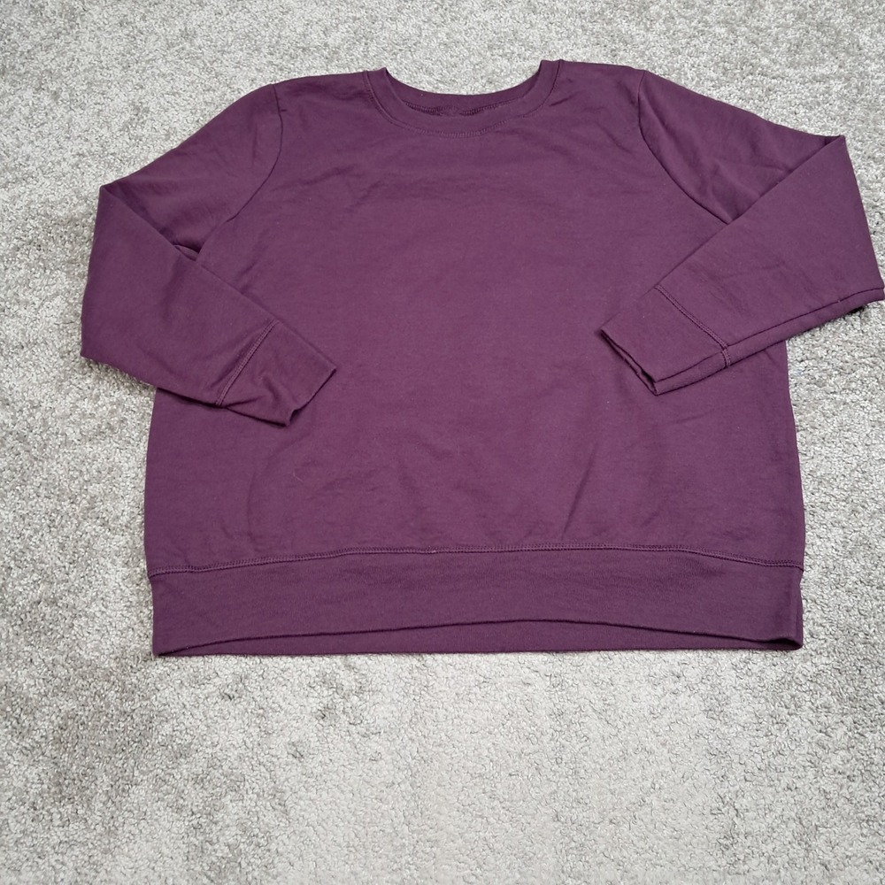 Just My Size Women 1X Plum Purple Crewneck Fleece Sweatshirt 7561
